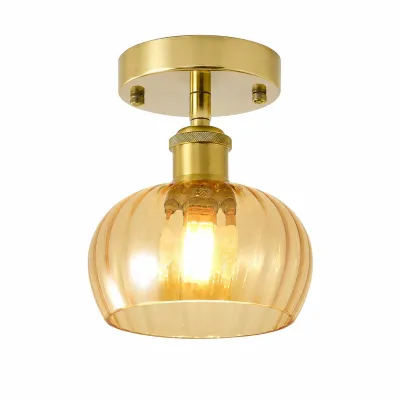 Plafondlamp met cognackleurige glazen wand
