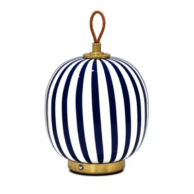 Lampa stołowa ze szkła w paski, akumulatorowa