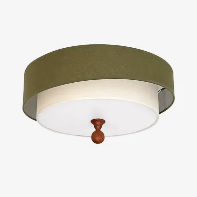 Elowen groene en witte stoffen plafondlamp met vlakke montage