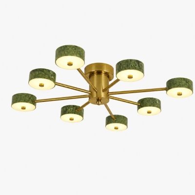Groene Jade Radiale Half-Inbouw Plafondlamp