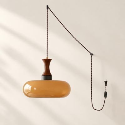 Velora Scandinavische hanglamp met stekker en glazen kap, geschikt voor gebruik in de boerderijstijl.