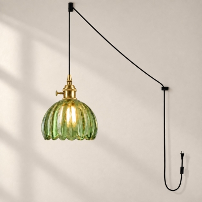 Vintage bloesem glazen plug-in hanglamp
