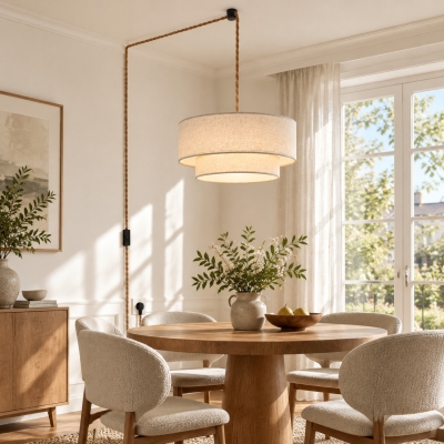 Handgeweven katoenen touw lampenkap plug-in hanglamp