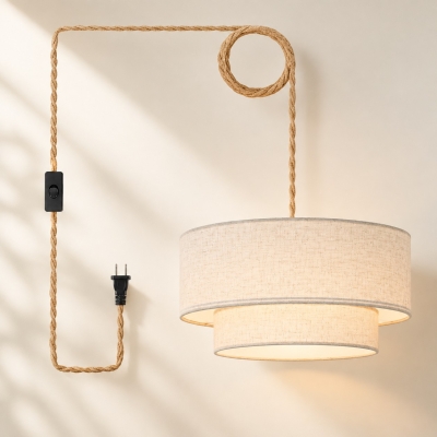 Handgeweven katoenen touw lampenkap plug-in hanglamp