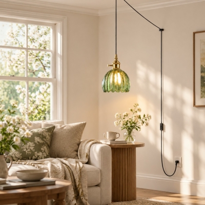 Vintage bloesem glazen plug-in hanglamp