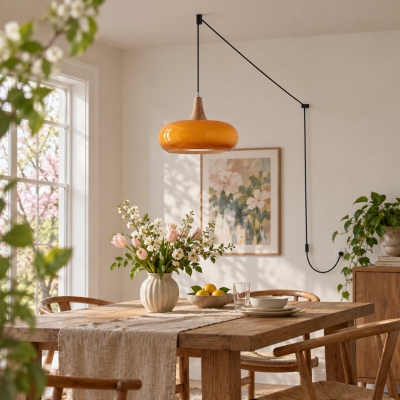 Keukeneilandverlichting Glazen hanglamp met stekker