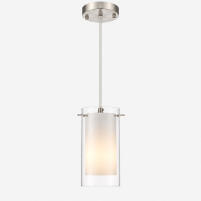 Moderne hanglamp van dubbel glas met verchroomde afwerking