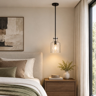 Vintage glazen hanglamp met verstelbare hoogte - Metalen armatuur voor eet- en keukeneilanden