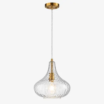 Vintage glazen hanglamp met verstelbare hoogte.